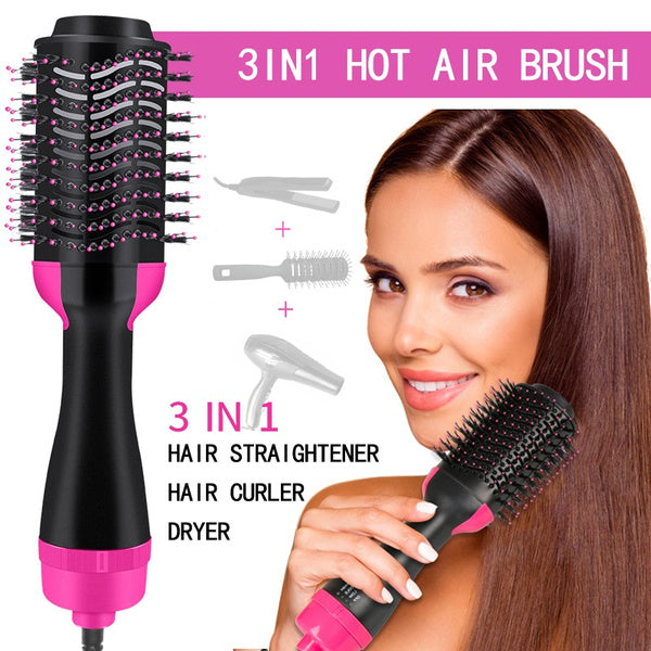 One Step Hot Air Brush | 3-in-1 Dryer, Straightener & Volumizer for Effortless Styling