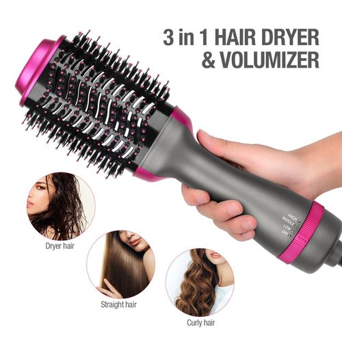One Step Hot Air Brush | 3-in-1 Dryer, Straightener & Volumizer for Effortless Styling